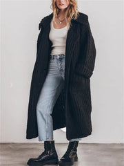 Women's oversized chunky knit cardigan long with open front