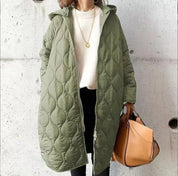 Women's oversized longline puffer coat with hood, photo 1