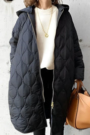 Women's oversized longline puffer coat with hood, photo 2