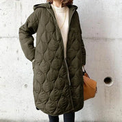 Women's oversized longline puffer coat with hood, photo 4