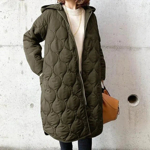 Women's oversized longline puffer coat with hood, photo 4