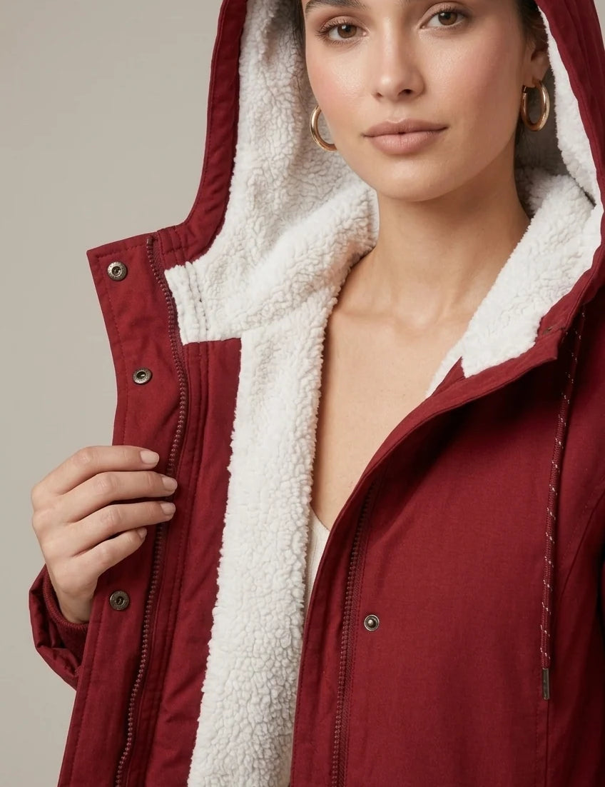 Women's parka coat with hood and teddy lining, photo 2