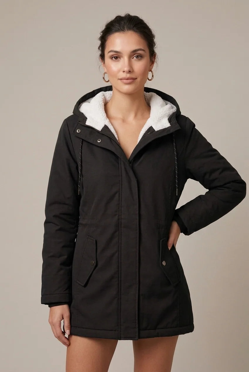Women's parka coat with hood and teddy lining, photo 4