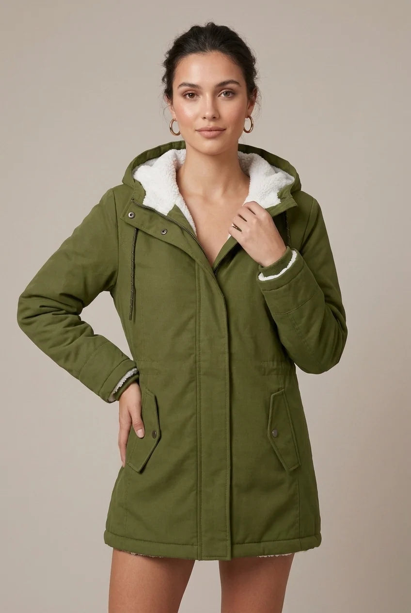 Women's parka coat with hood and teddy lining, photo 7