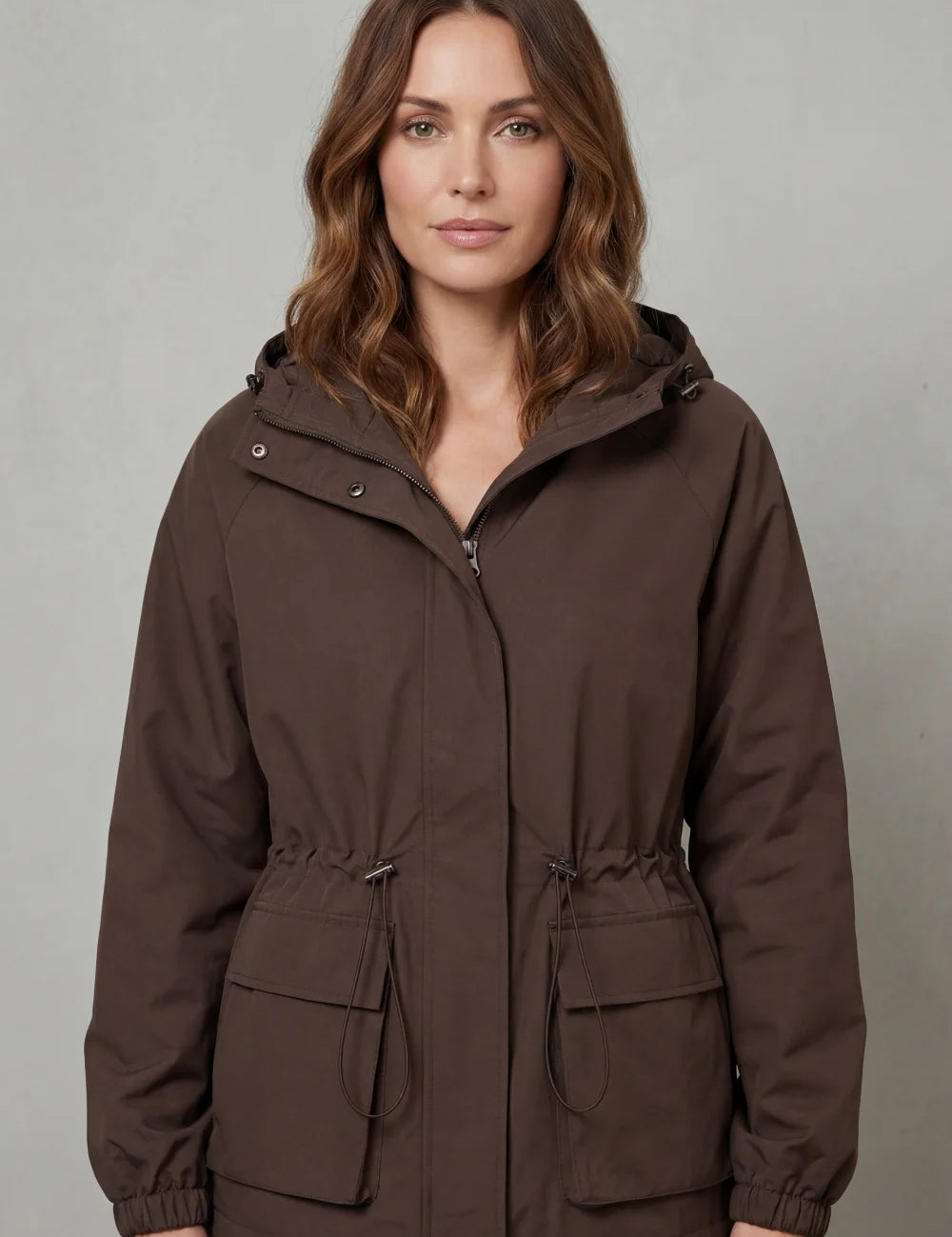Women's parka with hood and drawstring waist, photo 1