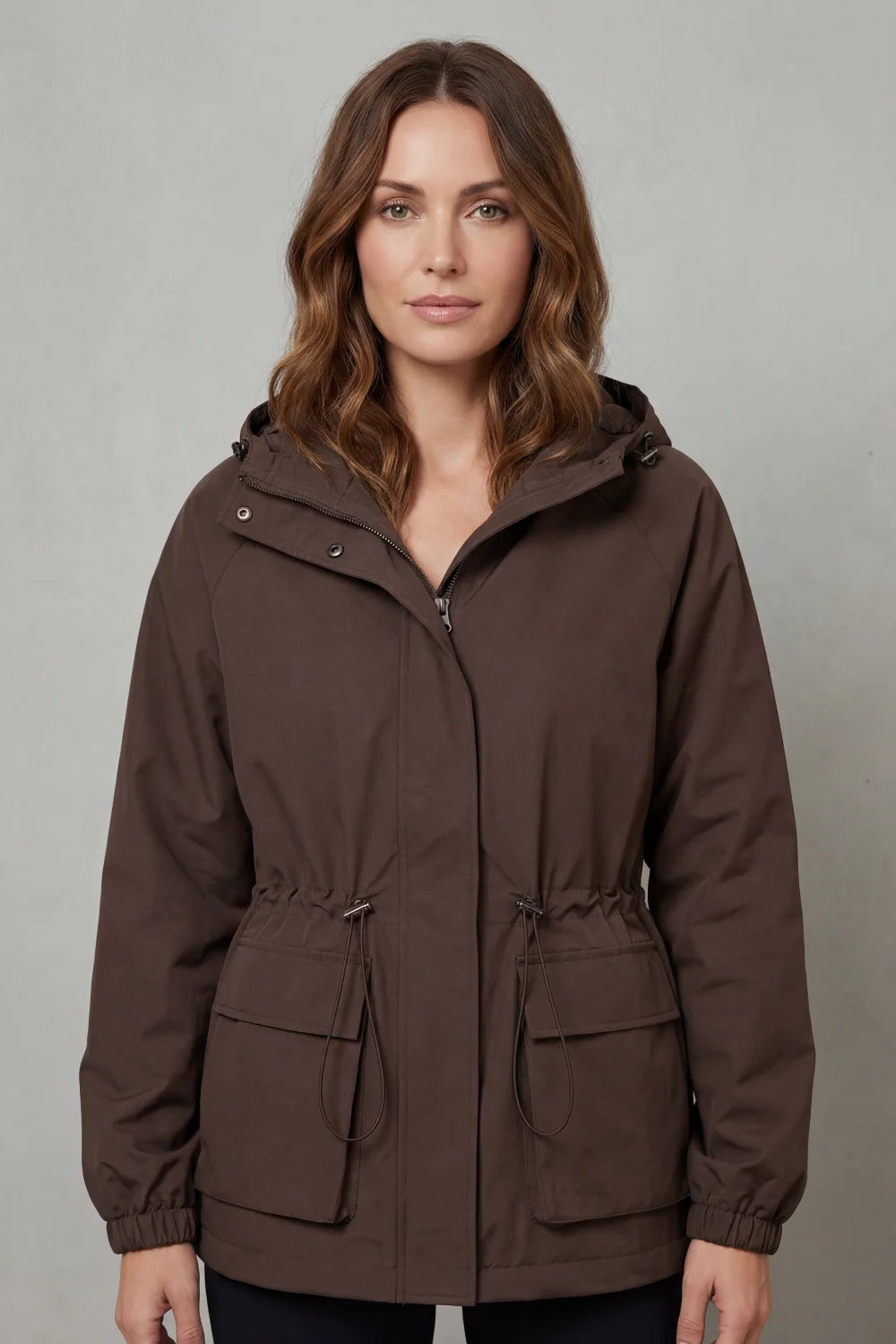 Women's parka with hood and drawstring waist, photo 1