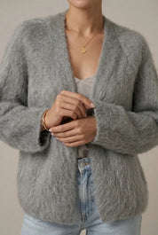 Women's plush knit cardigan relaxed fit, photo 2