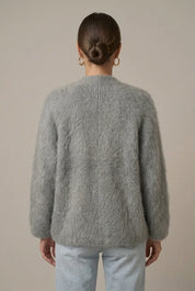 Women's plush knit cardigan relaxed fit, photo 3