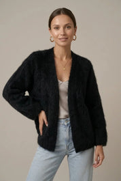 Women's plush knit cardigan relaxed fit, photo 4