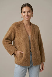 Women's plush knit cardigan relaxed fit, photo 5