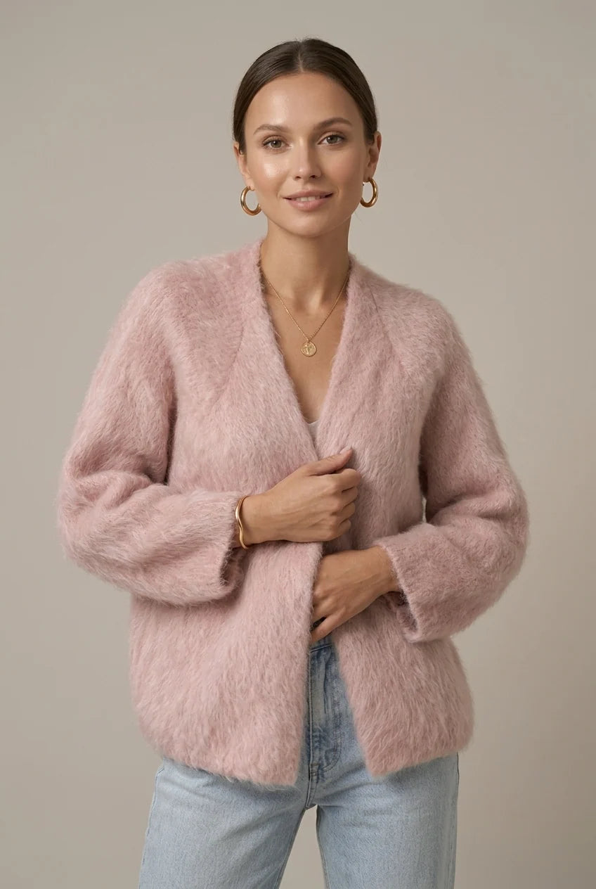 Women's plush knit cardigan relaxed fit, photo 7
