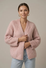 Women's plush knit cardigan relaxed fit, photo 7