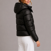 Women's puffer jacket with hood and zip pockets, photo 4