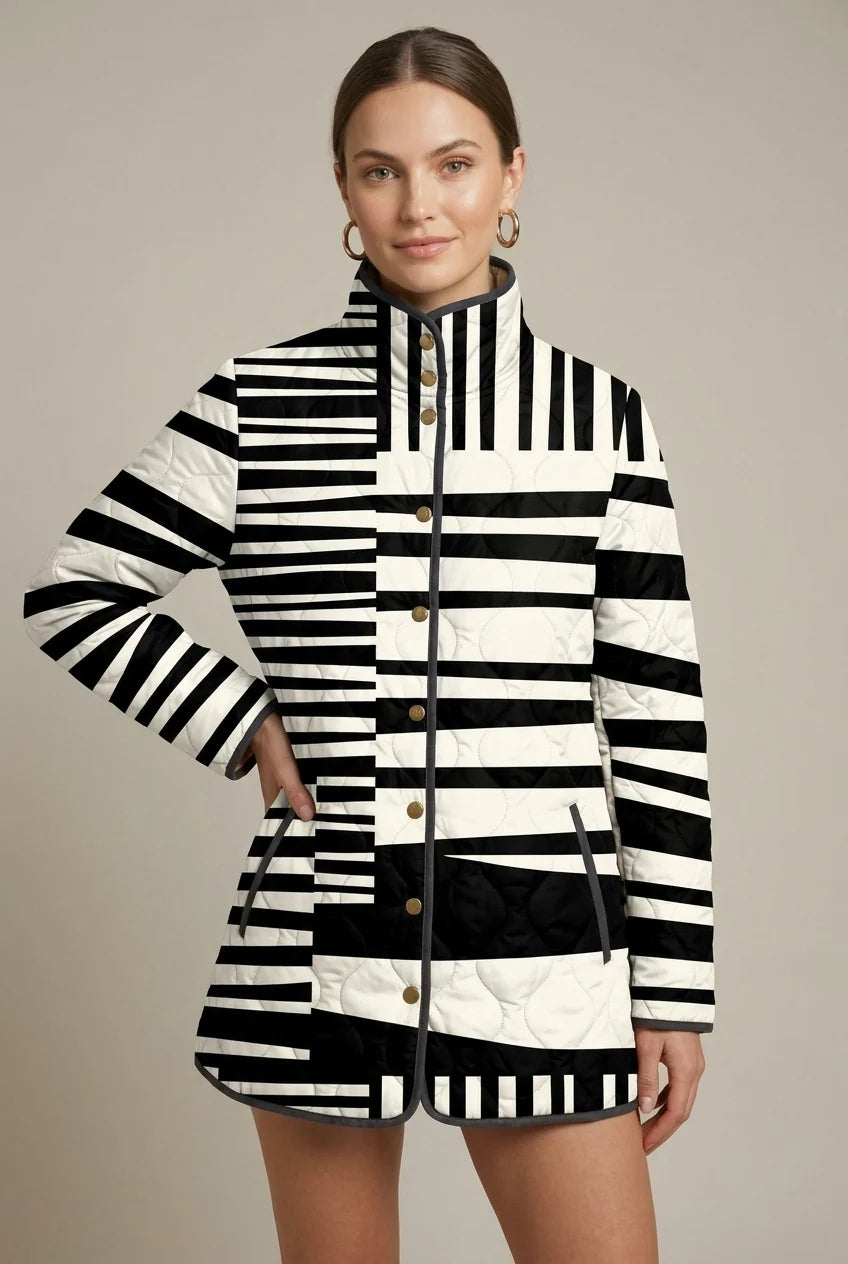 Women's reversible floral puffer jacket with stand collar, photo 5