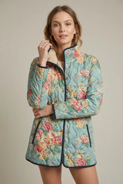 Women's reversible floral quilted jacket with stand collar, photo 3