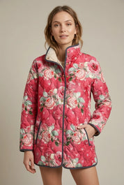 Women's reversible floral quilted jacket with stand collar, photo 4