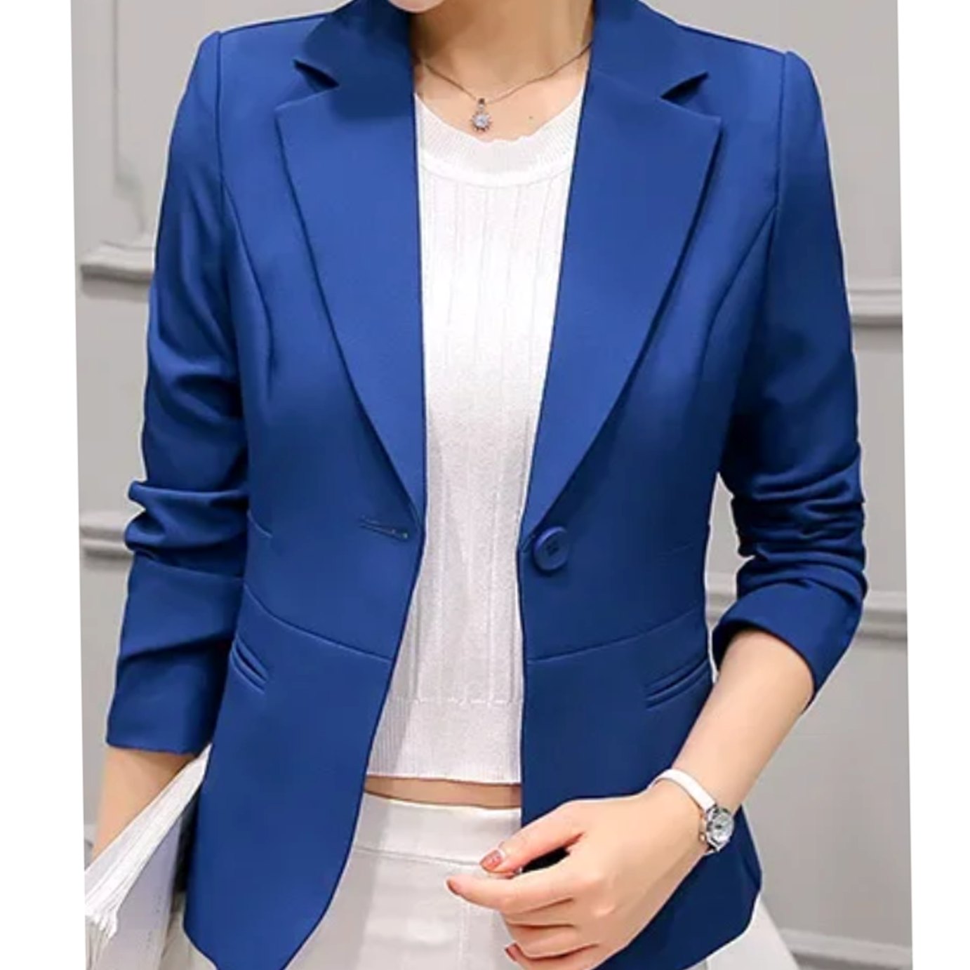 Blazer dames getailleerd met klassieke revers en één knoop