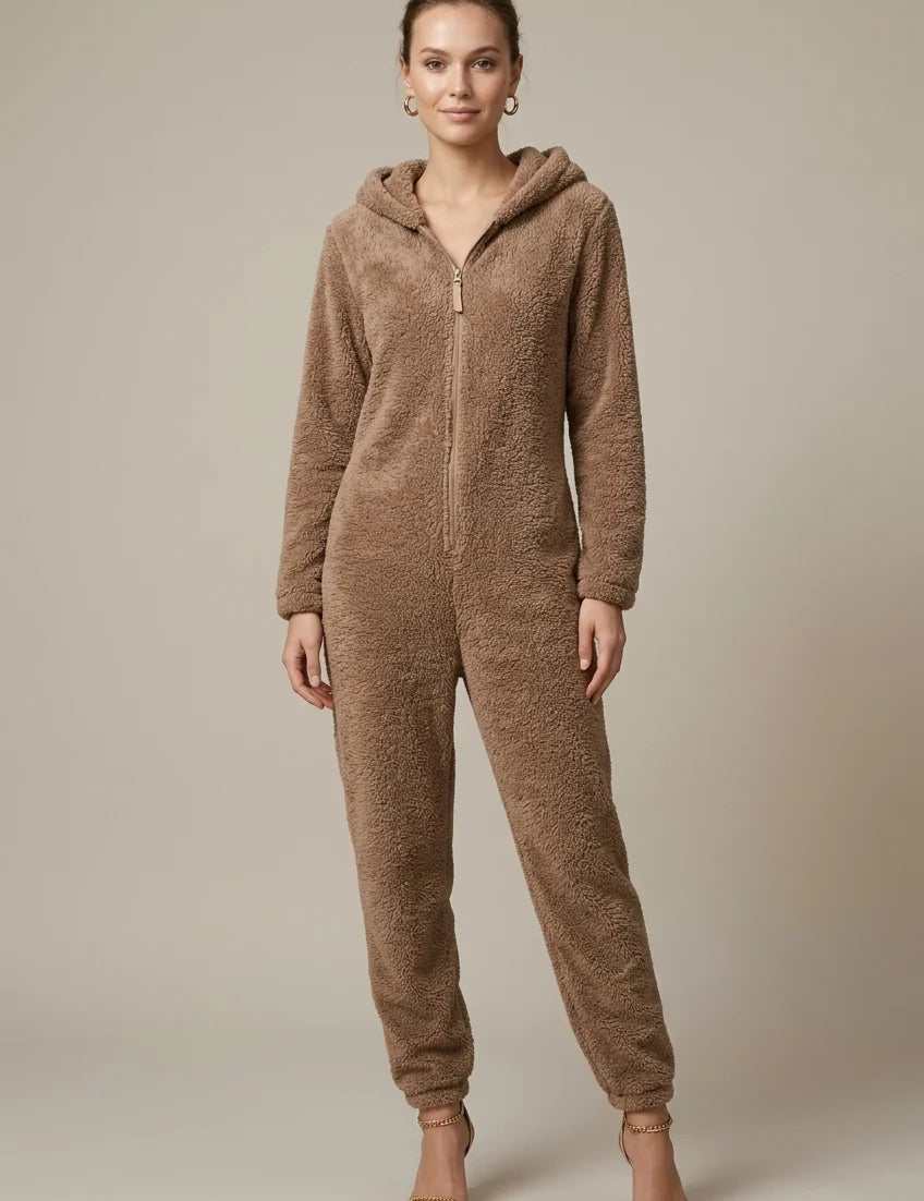 Women's teddy onesie with hood and front zip, photo 1