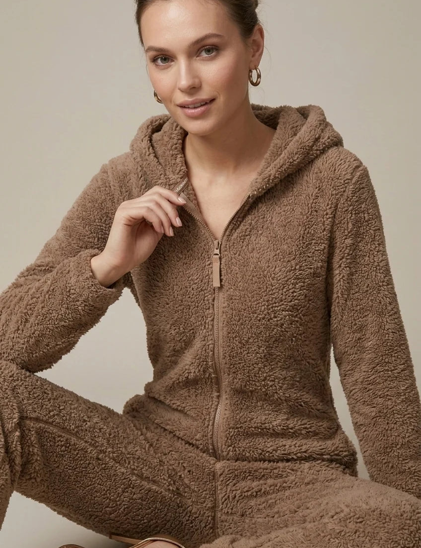Women's teddy onesie with hood and front zip, photo 2