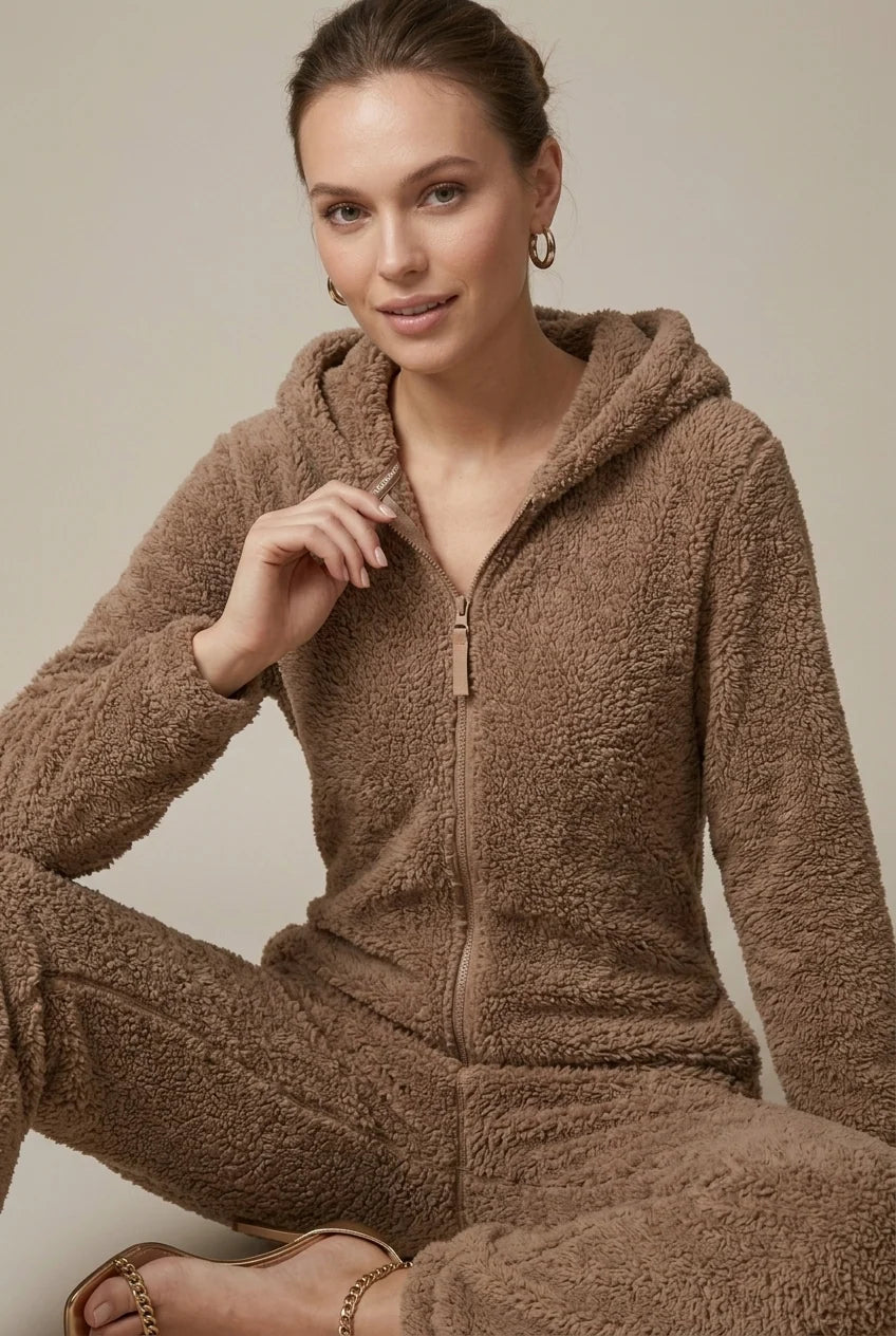 Women's teddy onesie with hood and front zip, photo 2