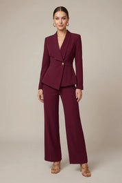 Women's two piece set with V-neck top and wide leg trousers, photo 1