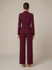 Women's two piece set with V-neck top and wide leg trousers, photo 3