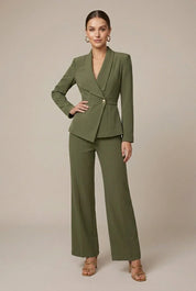 Women's two piece set with V-neck top and wide leg trousers, photo 4