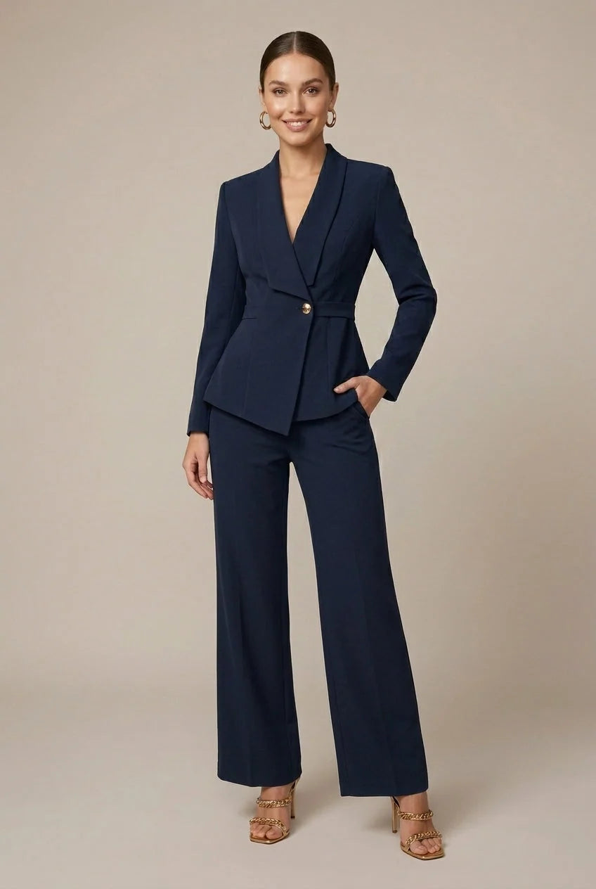 Women's two piece set with V-neck top and wide leg trousers, photo 5