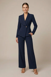 Women's two piece set with V-neck top and wide leg trousers, photo 5