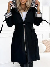 Women's waterproof parka with hood and checked lining, photo 3