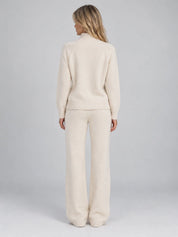 Women's wool co-ord set with roll neck jumper and wide leg trousers